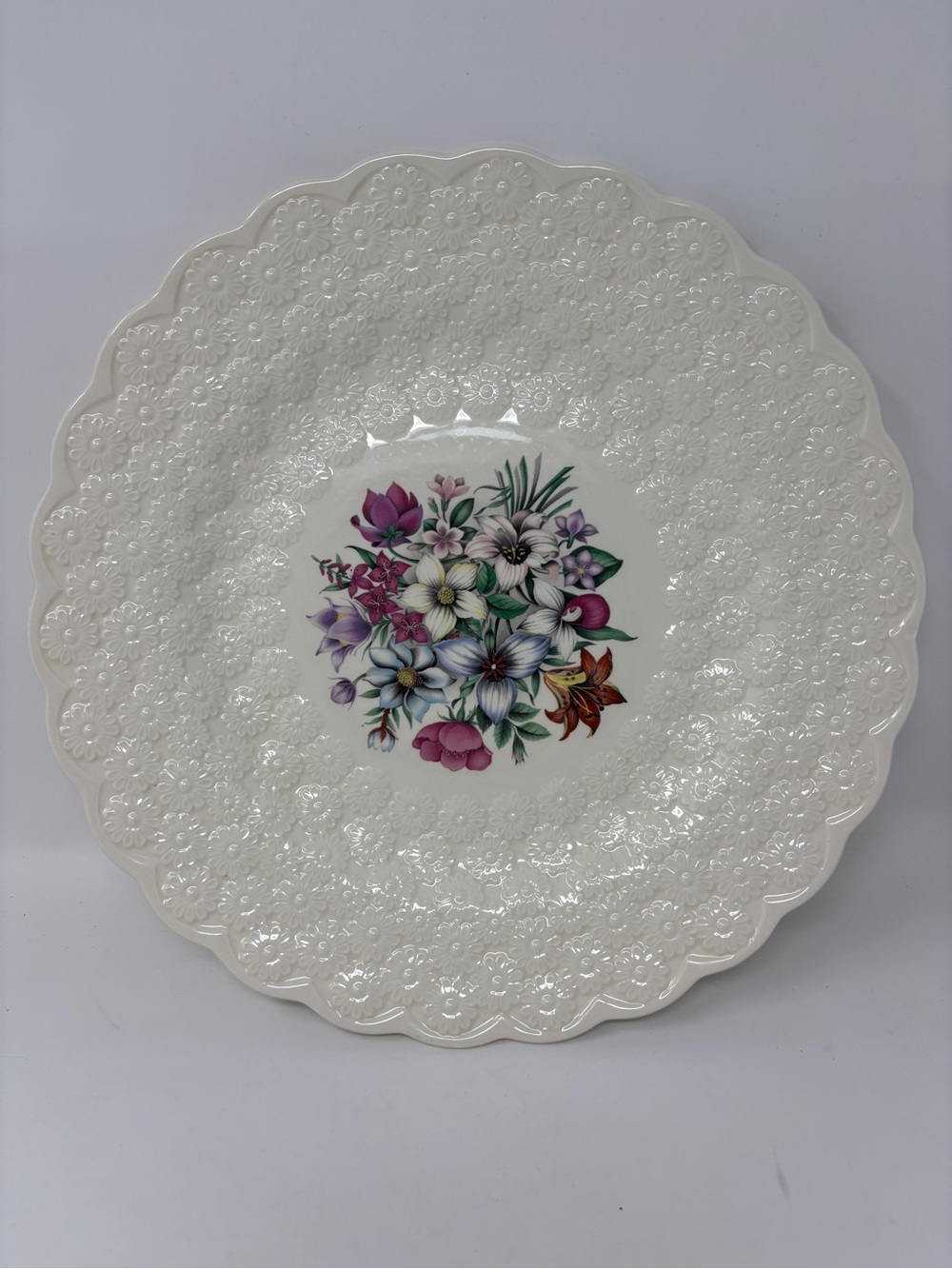 Spode Floral Scalloped Ceramic Large Plate Platter Canadian Provincial Flowers